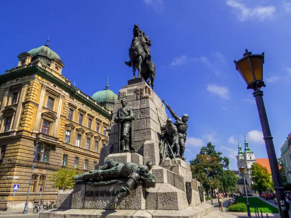 stock image Krakow, Poland - August 12, 2022: View of the Grunwald Monument in Plac Jana Matejki (English: Jan Matejko Square).