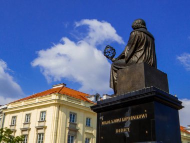 View of Nicolas Copernicus Monument in Warsaw, Poland clipart