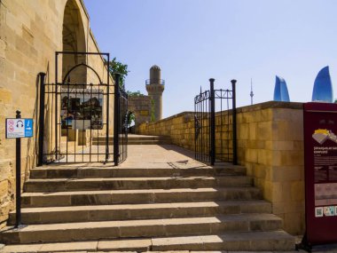 Bakü, Azerbaycan - 23 Temmuz 2023 Shirvanshahs Sarayı 'nın girişi.