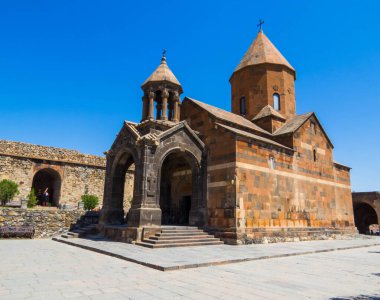 Ermenistan ile Türkiye arasındaki sınırdaki Ararat Dağı yakınlarındaki Khor Virap manastırının görüntüsü
