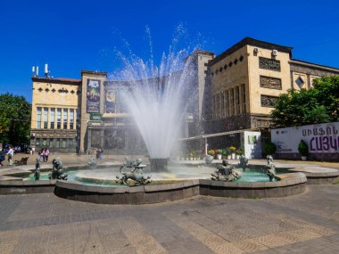 Erivan, Ermenistan - 24 Ağustos 2023: Charles Aznavour Meydanı.