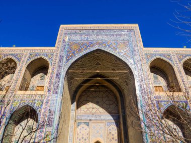 View of Tilla-Kari Mosque in Samarkand, Uzbekistan clipart