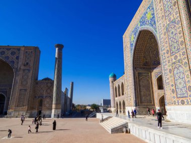 Semerkant, Özbekistan - 21 Ocak 2024: Registan Meydanı.