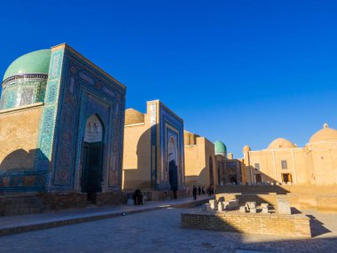 Shah-i-Zinda kompleksinin görüntüsü (İngilizce çevirisi: Yaşayan Kral). Semerkand, Özbekistan