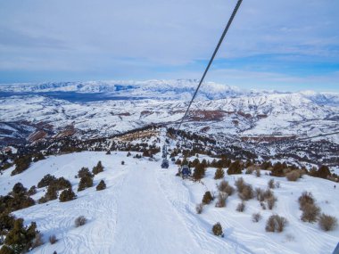 View of the Cable Car on the Chimgan Mountains in Uzbekistan clipart