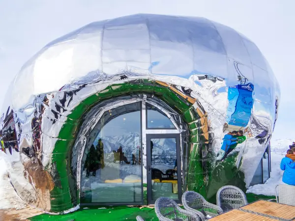 stock image Chimgan, Uzbekistan - January 27, 2024: View of the top of the Amirsoy Ski Resort.