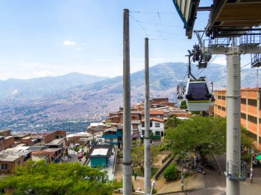 Medellin, Kolombiya 'daki Metrocable Manzarası