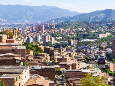 Medellin, Kolombiya 'daki Metrocable Manzarası