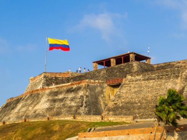 Cartagena, Kolombiya 'daki San Felipe de Barajas Kalesi manzarası