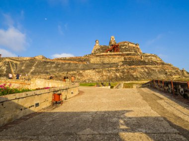 Cartagena, Kolombiya 'daki San Felipe de Barajas Kalesi manzarası