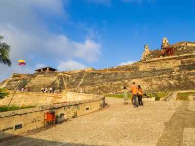 Cartagena, Kolombiya 'daki San Felipe de Barajas Kalesi manzarası