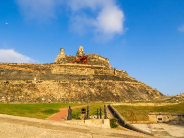 Cartagena, Kolombiya 'daki San Felipe de Barajas Kalesi manzarası