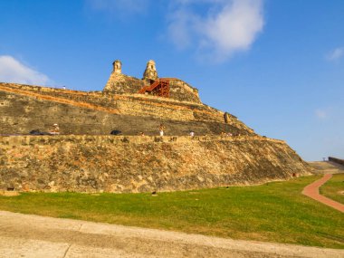 Cartagena, Kolombiya 'daki San Felipe de Barajas Kalesi manzarası