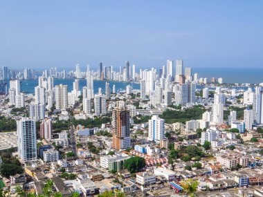Santa Cruz de la Popa Manastırı 'ndan şehir manzarası. Kartagena, Kolombiya 'da