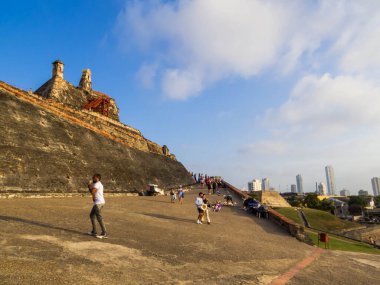 Cartagena, Kolombiya - 19 Şubat 2024: San Felipe de Barajas Kalesi.
