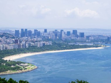 Sugarloaf Dağı 'nın tepesinden şehrin havadan görüntüsü. Rio de Janeiro, Brezilya 'da