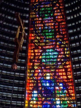 Rio de Janeiro, Brezilya 'daki Metropolitan St. Sebastian Katedrali' nin iç manzarası