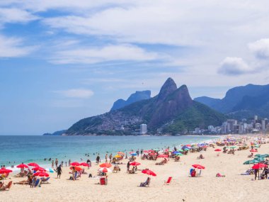 Meşhur Ipanema Sahili manzarası. Rio de Janeiro, Brezilya 'da