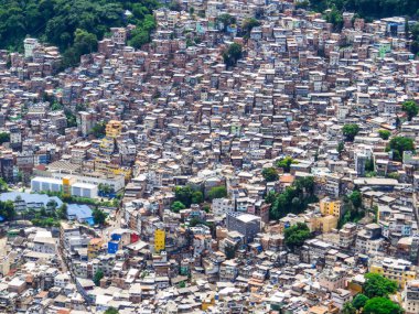 Ünlü Rocinha Favela 'nın manzarası. Rio de Janeiro, Brezilya 'da