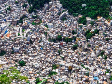 Ünlü Rocinha Favela 'nın manzarası. Rio de Janeiro, Brezilya 'da