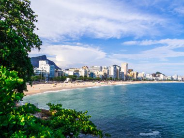 Ipanema Sahili manzaralı Mirante do Leblon manzarası. Rio de Janeiro, Brezilya 'da