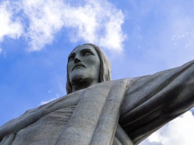 Corcovado Dağı 'ndaki Kurtarıcı İsa heykeli. Rio de Janeiro, Brezilya 'da