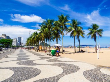 Rio de Janeiro - 23 Şubat 2024: Copacabana 'nın ünlü plajı.