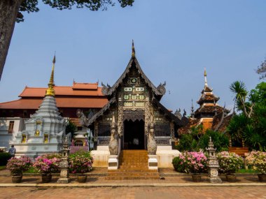Chiang Mai, Tayland 'daki Wat Chedi Luang yakınlarındaki tapınaklar.