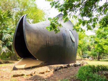 Baan Baraj Müzesi (Kara & Beyaz Saray) manzarası. Chiang Rai, Tayland 'da.