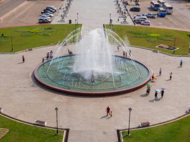 Patuxai Çeşmesi 'nin havadan görünüşü. Vientiane 'de, Laos