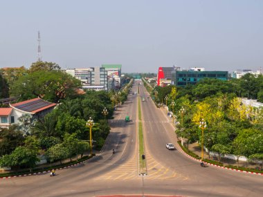 Ave Lane Xang 'in hava manzarası. Vientiane 'de, Laos