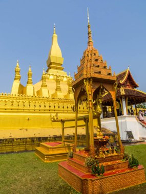 Pha That Luang 'ın manzarası. Vientiane 'de, Laos