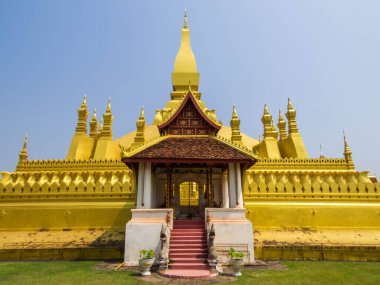 Pha That Luang 'ın manzarası. Vientiane 'de, Laos