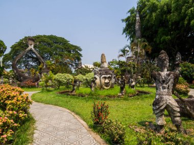 Vientiane, Laos 'taki ünlü Buda Parkı manzarası