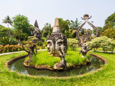 Vientiane, Laos 'taki ünlü Buda Parkı manzarası