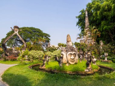 Vientiane, Laos 'taki ünlü Buda Parkı manzarası
