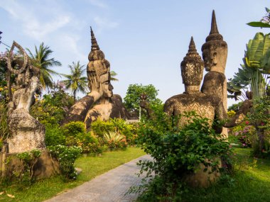 Vientiane, Laos 'taki ünlü Buda Parkı manzarası