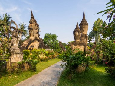 Vientiane, Laos 'taki ünlü Buda Parkı manzarası