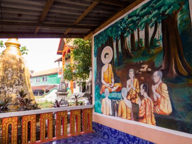 Wat Kang 'ın manzarası. In Vang Vieng, Laos