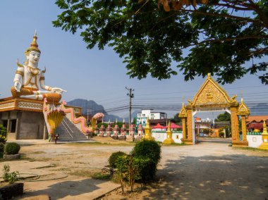 Wat Si Sou Mang 'ın manzarası. In Vang Vieng, Laos