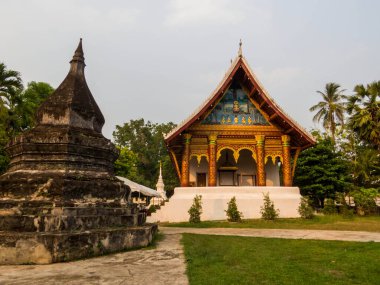 Wat Aham 'ın manzarası. Luang Prabang 'da, Laos.