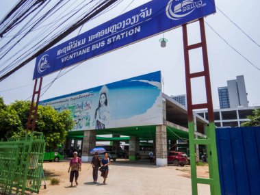 Vientiane, Laos - 16 Nisan 2024: Vientiane Otobüs İstasyonu.