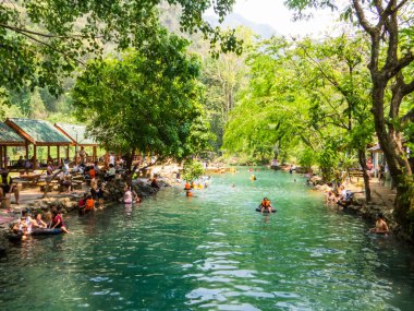Vang Vieng, Laos - 18 Nisan 2024: Mavi Göl 1.