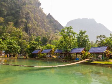 Vang Vieng, Laos - 18 Nisan 2024: Mavi Göl 2.