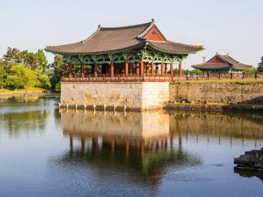 View of the Donggung Palace and Wolji Pond. In Gyeongju, South Korea