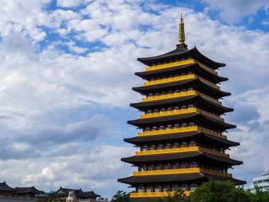 Hwangnyongsa Pagoda manzarası. Güney Kore, Gyeongju 'da.