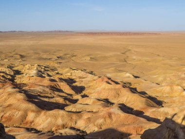 View of the Tsagaan Suvarga (White Stupa) in the Gobi Desert, Mongolia