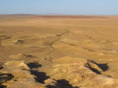 View of the Tsagaan Suvarga (White Stupa) in the Gobi Desert, Mongolia