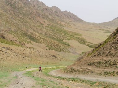Horse riding in the Eagle Valley in the Gobi Gurvansaikhan National Park in the Gobi Desert, Mongolia