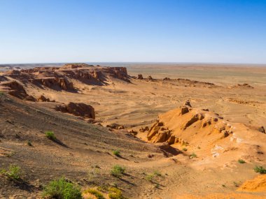 Gobi Çölü, Moğolistan 'daki Alevli Kayalıkların Manzarası